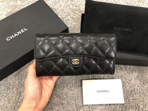 chanel black and white long wallet|Chanel long flap wallet.